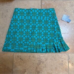 Sigrid Olsen Women’s Turquoise Floral Print Pleated Hem Skort- NWT